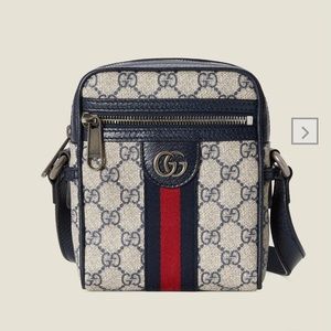 Gucci Ophidia GG Small Shoulder Bag in Beige & Blue